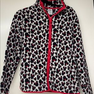 Disney store Minnie Mouse leopard Print Fleece Jacket with Red Trim